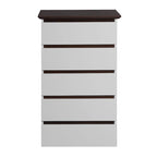 Commode Blanche Haute à 5 Tiroirs pour Chambre, 23,62L x 39,4H pouces