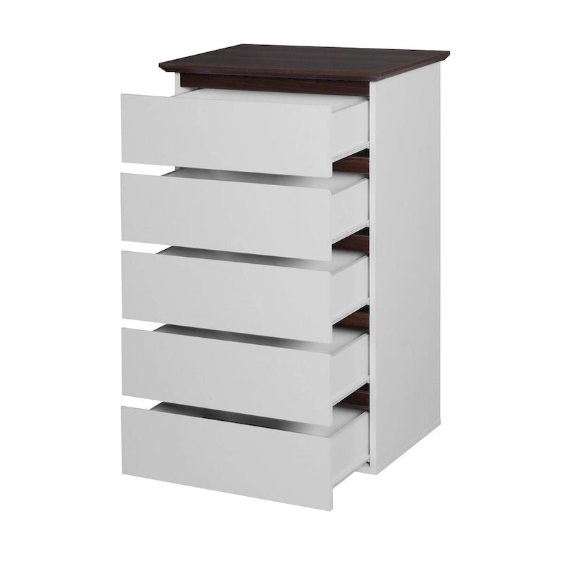 Commode Blanche Haute à 5 Tiroirs pour Chambre, 23,62L x 39,4H pouces