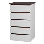 Commode Blanche Haute à 5 Tiroirs pour Chambre, 23,62L x 39,4H pouces