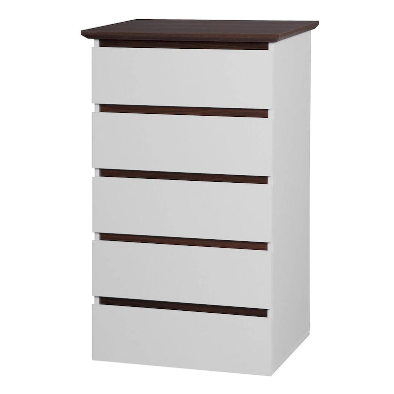 Commode Blanche Haute à 5 Tiroirs pour Chambre, 23,62L x 39,4H pouces