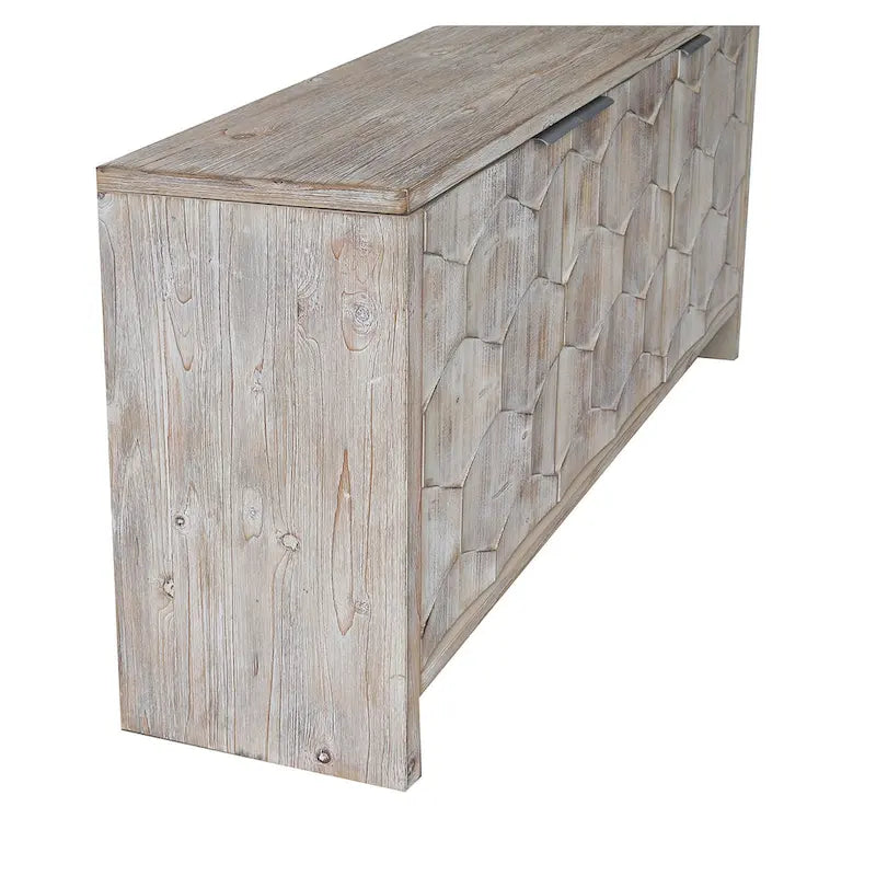 Bahut en bois à 3 portes au style Campagne avec motif hexagonal