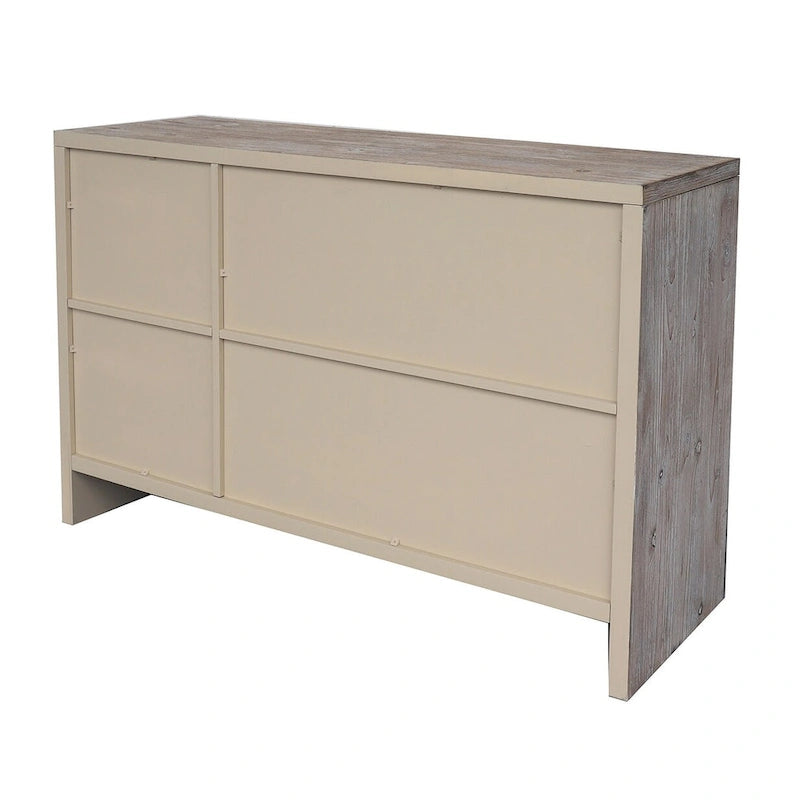 Bahut en bois à 3 portes au style Campagne avec motif hexagonal