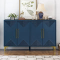 Armoire à quatre portes avec motifs triangulaires bicolores sur les portes et étagères réglables