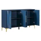 Armoire à quatre portes avec motifs triangulaires bicolores sur les portes et étagères réglables