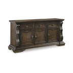 Buffet de salle à manger marron foncé avec 3 placards et 3 tiroirs, 182 cm (L) x 87 cm (H)