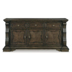 Buffet de salle à manger marron foncé avec 3 placards et 3 tiroirs, 182 cm (L) x 87 cm (H)