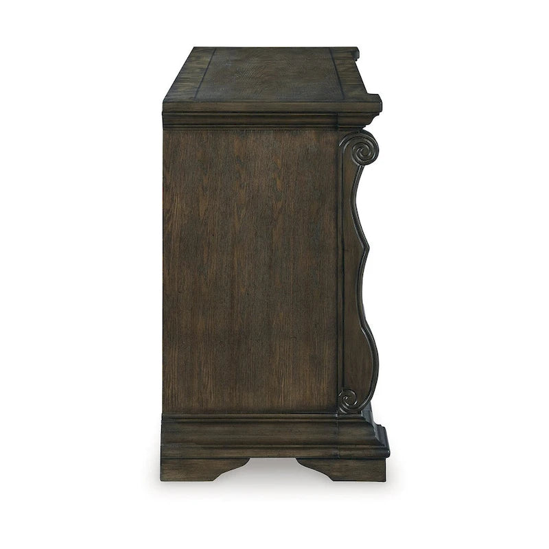 Buffet de salle à manger marron foncé avec 3 placards et 3 tiroirs, 182 cm (L) x 87 cm (H)