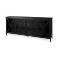 Bahut en métal noir avec portes vitrées et étagère fixe, 79L x 16P x 33H, Industriel