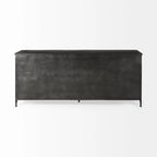 Bahut en métal noir avec portes vitrées et étagère fixe, 79L x 16P x 33H, Industriel