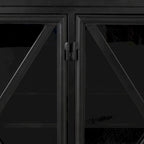 Bahut en métal noir avec portes vitrées et étagère fixe, 79L x 16P x 33H, Industriel