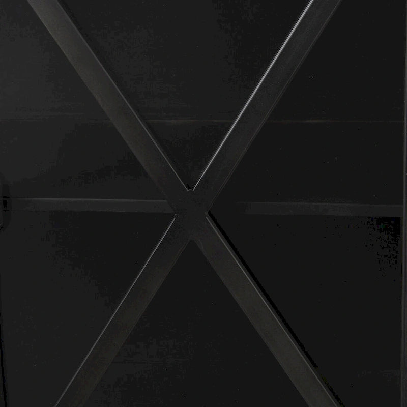 Bahut en métal noir avec portes vitrées et étagère fixe, 79L x 16P x 33H, Industriel