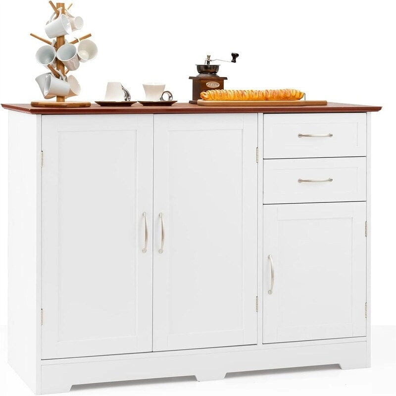 Bahut de cuisine avec 2 tiroirs et 2 placards, 110,5 cm (L) x 40,5 cm (P) x 79 cm (H)
