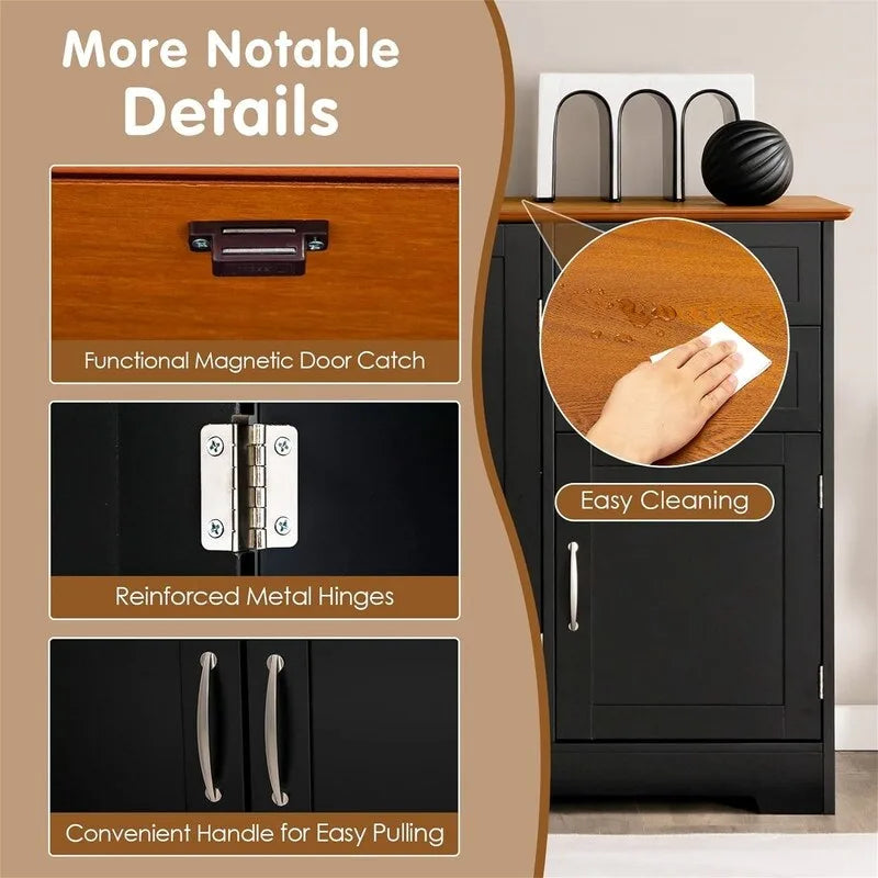 Bahut de cuisine avec 2 tiroirs et 2 placards, 110,5 cm (L) x 40,5 cm (P) x 79 cm (H)