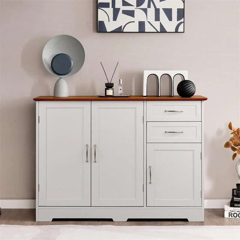 Bahut de cuisine avec 2 tiroirs et 2 placards, 110,5 cm (L) x 40,5 cm (P) x 79 cm (H)