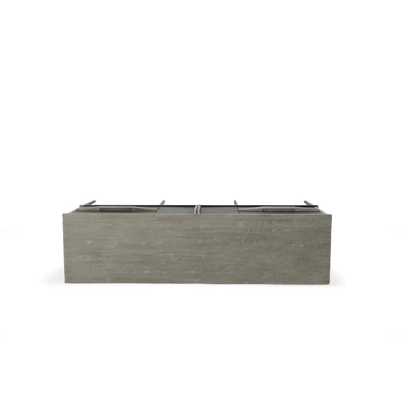 Buffet de 4 tiroirs avec clous décoratifs, structure grise et portes noires, 74 po. l.