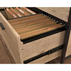 Classeur latéral 2 tiroirs avec plateau aspect ardoise, fini chêne prime et gris ardoise