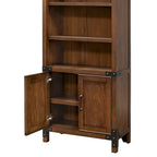 Bibliothèque rustique avec portes, étagère de bureau et armoire de rangement, marron, 86L x 183H