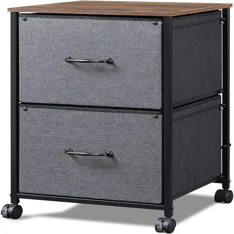 Meuble de classement mobile à 2 tiroirs avec roulettes et freins, 39,1 L x 39,9 P x 68,1 H cm