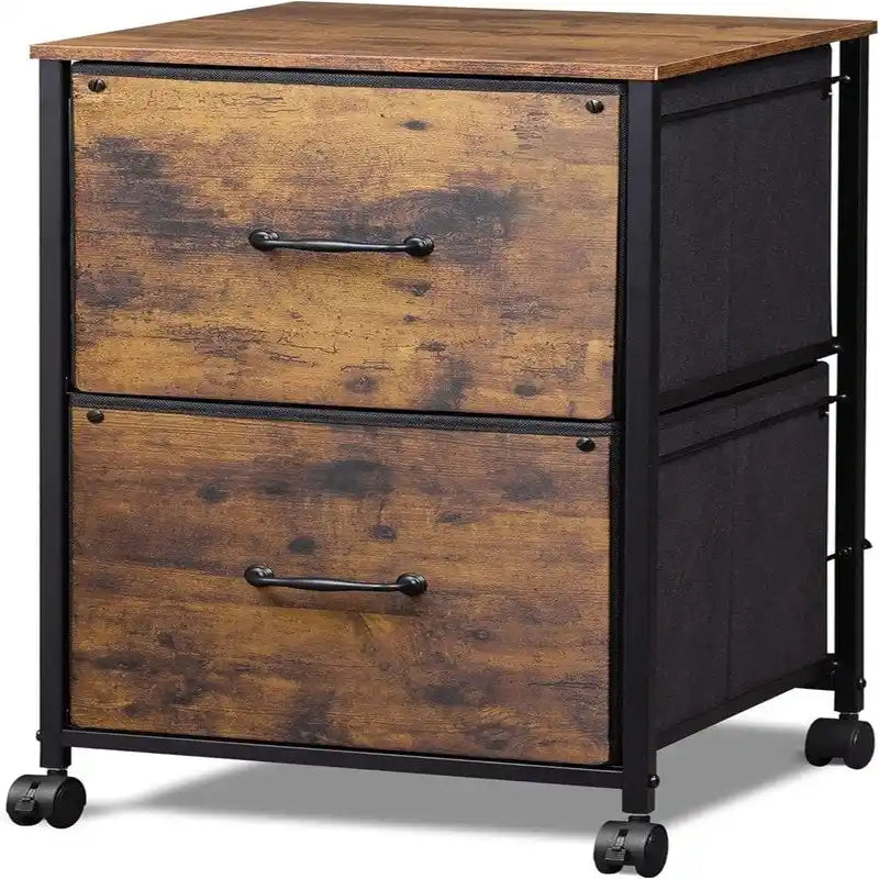 Meuble de classement mobile à 2 tiroirs avec roulettes et freins, 39,1 L x 39,9 P x 68,1 H cm