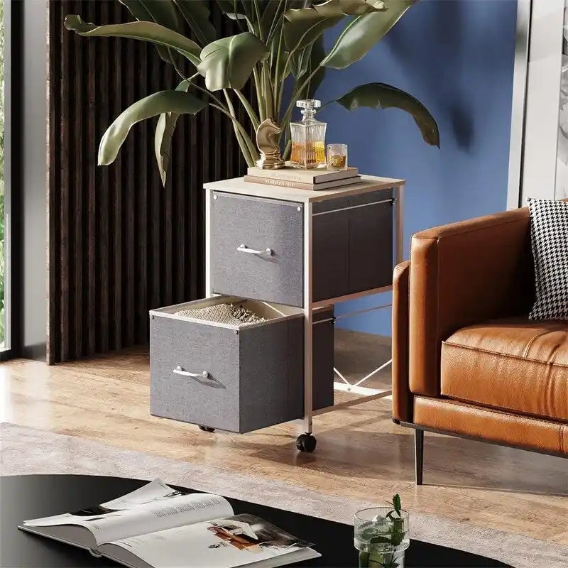 Meuble de classement mobile à 2 tiroirs avec roulettes et freins, 39,1 L x 39,9 P x 68,1 H cm