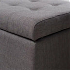 Banc de rangement en lin touffeté avec dessus relevable, 50,5L x 18,75P x 16H