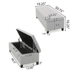 Banc de rangement en lin touffeté avec dessus relevable, 50,5L x 18,75P x 16H