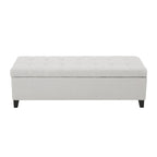 Banc de rangement en lin touffeté avec dessus relevable, 50,5L x 18,75P x 16H