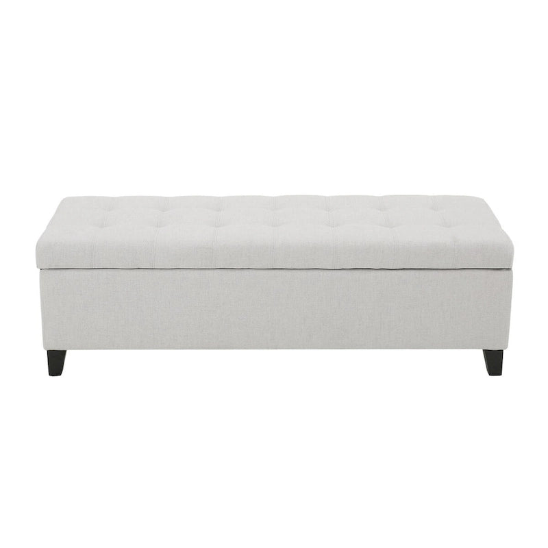Banc de rangement en lin touffeté avec dessus relevable, 50,5L x 18,75P x 16H
