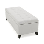 Banc de rangement en lin touffeté avec dessus relevable, 50,5L x 18,75P x 16H