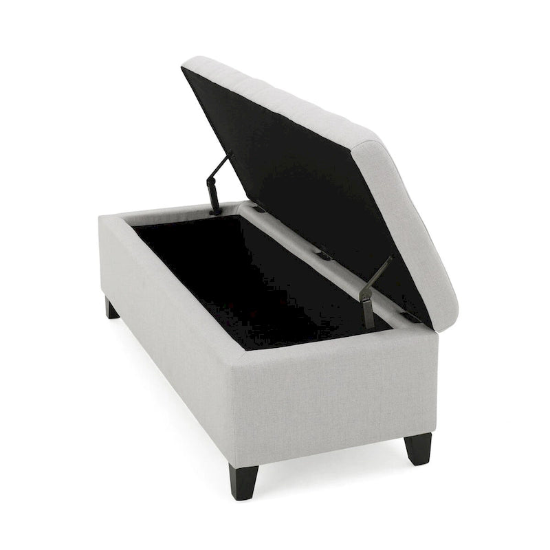 Banc de rangement en lin touffeté avec dessus relevable, 50,5L x 18,75P x 16H