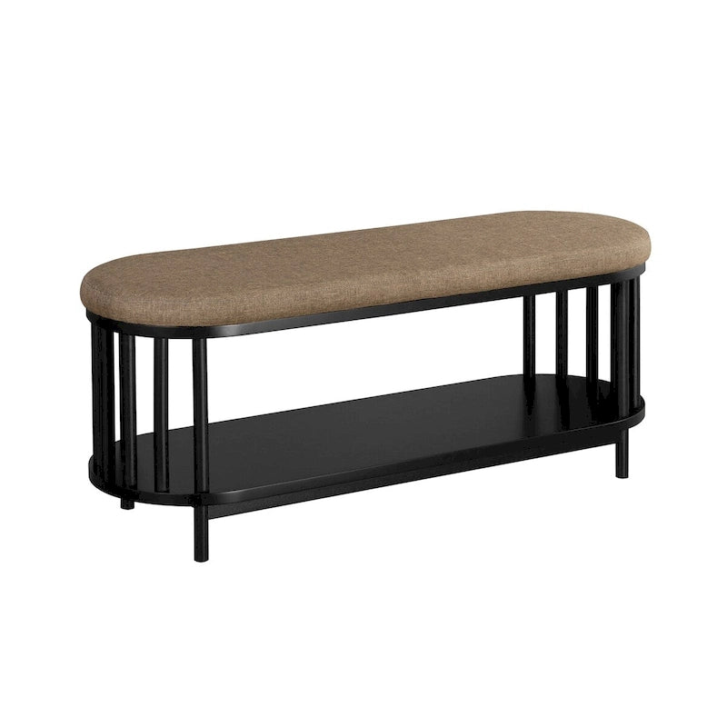 Banc de rangement capitonné avec étagère inférieure pour salon et chambre à coucher, noir