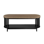 Banc de rangement capitonné avec étagère inférieure pour salon et chambre à coucher, noir