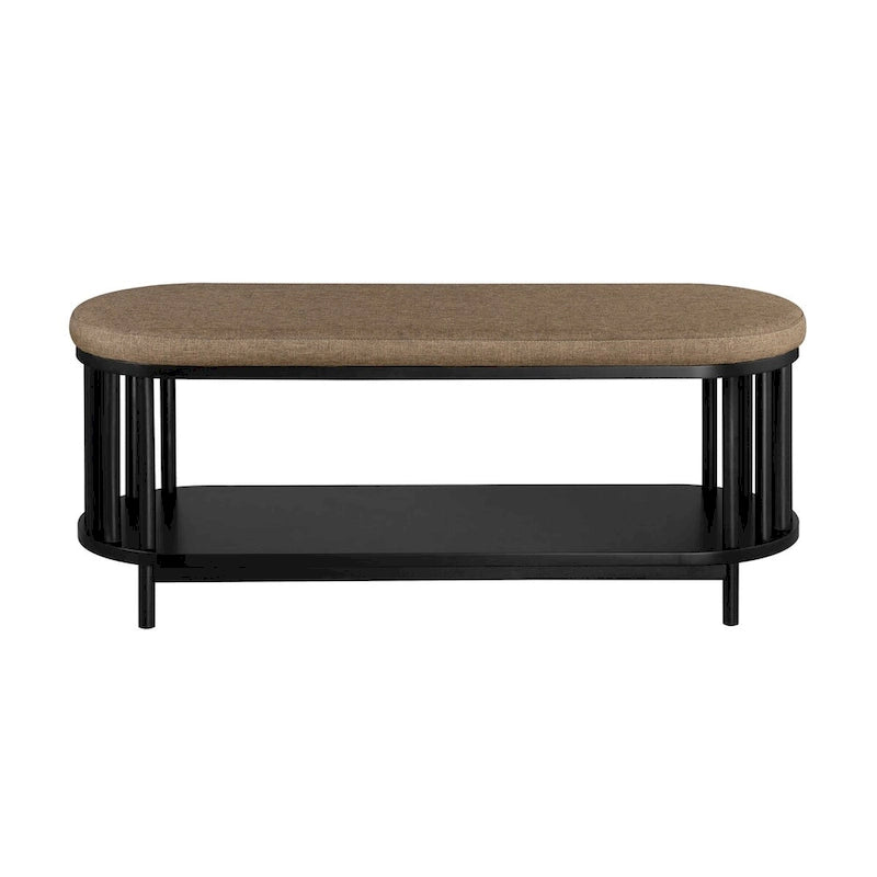 Banc de rangement capitonné avec étagère inférieure pour salon et chambre à coucher, noir