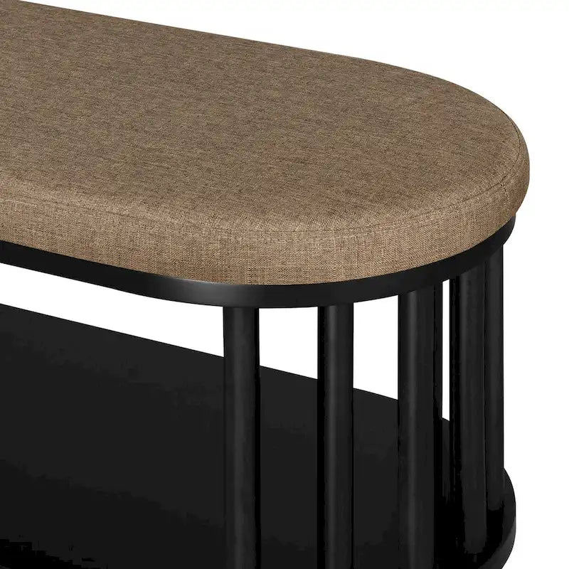 Banc de rangement capitonné avec étagère inférieure pour salon et chambre à coucher, noir