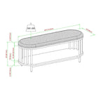 Banc de rangement capitonné avec étagère inférieure pour salon et chambre à coucher, noir