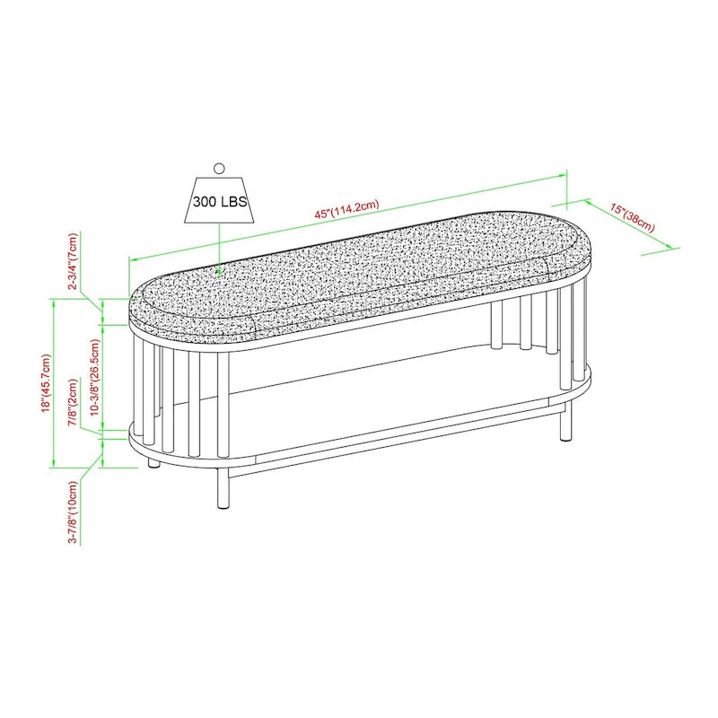 Banc de rangement capitonné avec étagère inférieure pour salon et chambre à coucher, noir