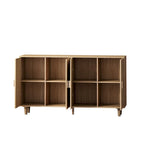 Meuble de rangement décoratif à 4 portes en rotin pour chambre et salon, 62,2 po L x 34,25 po H
