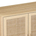 Meuble de rangement décoratif à 4 portes en rotin pour chambre et salon, 62,2 po L x 34,25 po H