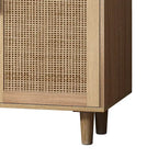 Meuble de rangement décoratif à 4 portes en rotin pour chambre et salon, 62,2 po L x 34,25 po H