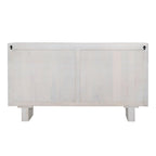 Meuble en bois de manguier à 4 portes, 99 cm de haut, finition blanche, 150 cm (L) x 41 cm (P) x 84 cm (H)