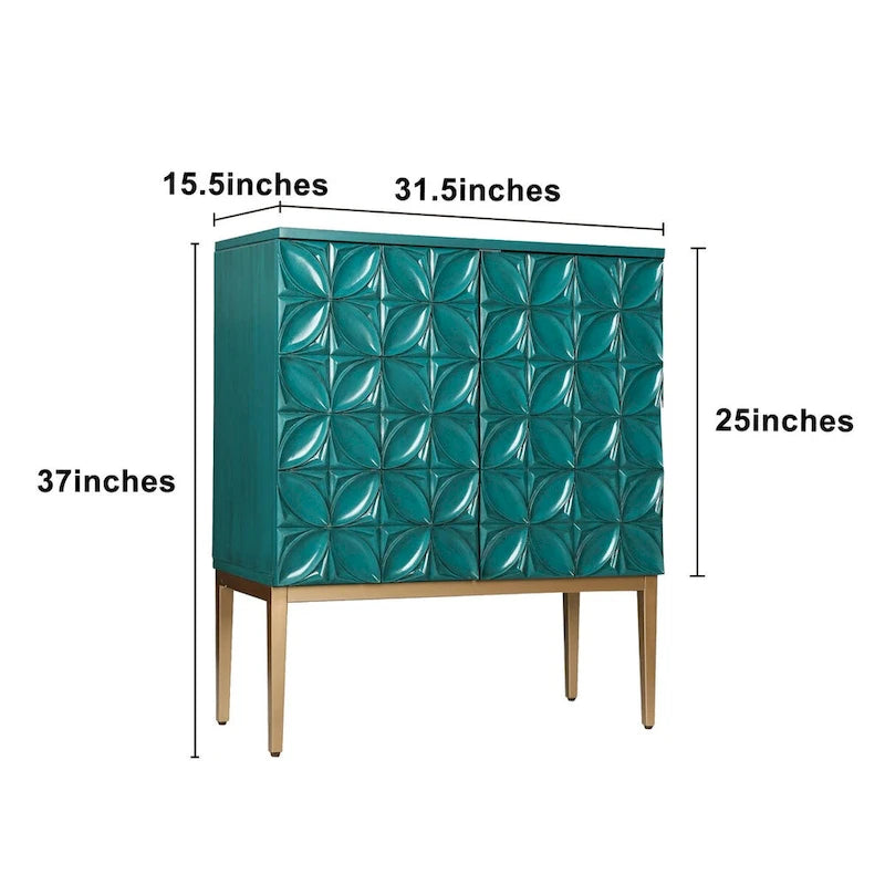 Bahut d'appoint vintage à 2 portes avec motifs géométriques, 80 cm (L) x 94 cm (H)