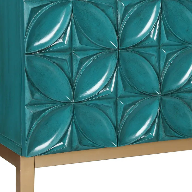 Bahut d'appoint vintage à 2 portes avec motifs géométriques, 80 cm (L) x 94 cm (H)