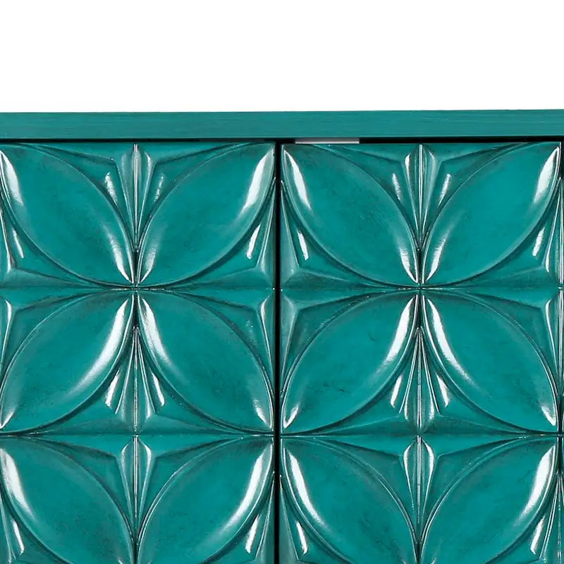 Bahut d'appoint vintage à 2 portes avec motifs géométriques, 80 cm (L) x 94 cm (H)