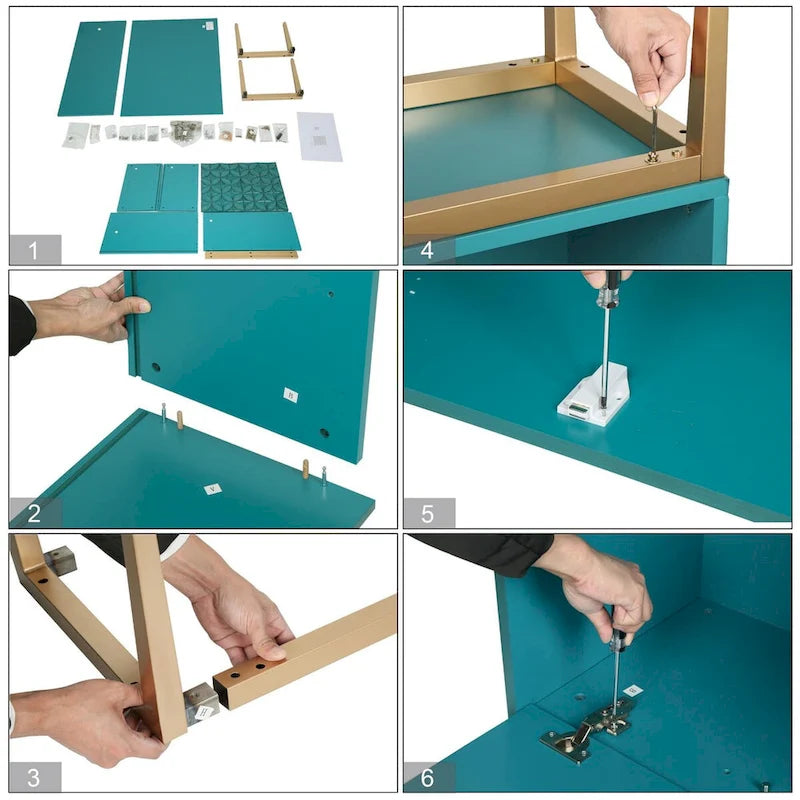 Bahut d'appoint vintage à 2 portes avec motifs géométriques, 80 cm (L) x 94 cm (H)