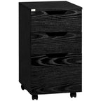 Meuble de rangement de bureau à 3 tiroirs sous le bureau avec roulettes, grain de bois noir