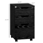 Meuble de rangement de bureau à 3 tiroirs sous le bureau avec roulettes, grain de bois noir