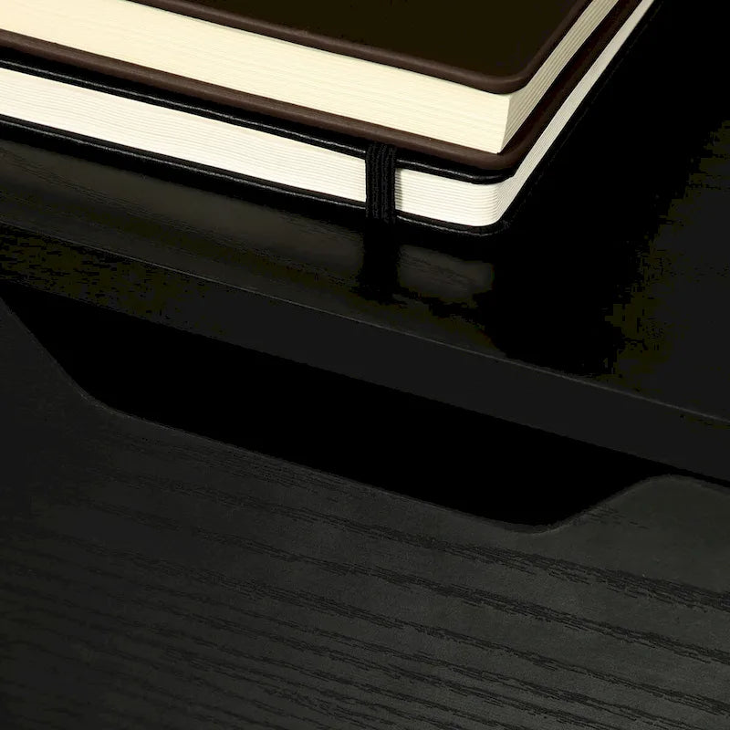 Meuble de rangement de bureau à 3 tiroirs sous le bureau avec roulettes, grain de bois noir