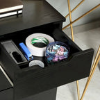 Meuble de rangement de bureau à 3 tiroirs sous le bureau avec roulettes, grain de bois noir
