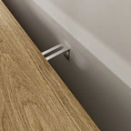 Meuble bas en bois tressé à 3 portes avec poignées dorées, style mid-century, MDF