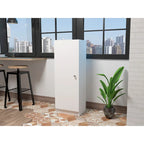 Meuble de rangement rectangulaire avec 4 étagères et une seule porte, Blanc, 47,4H x 16,9W